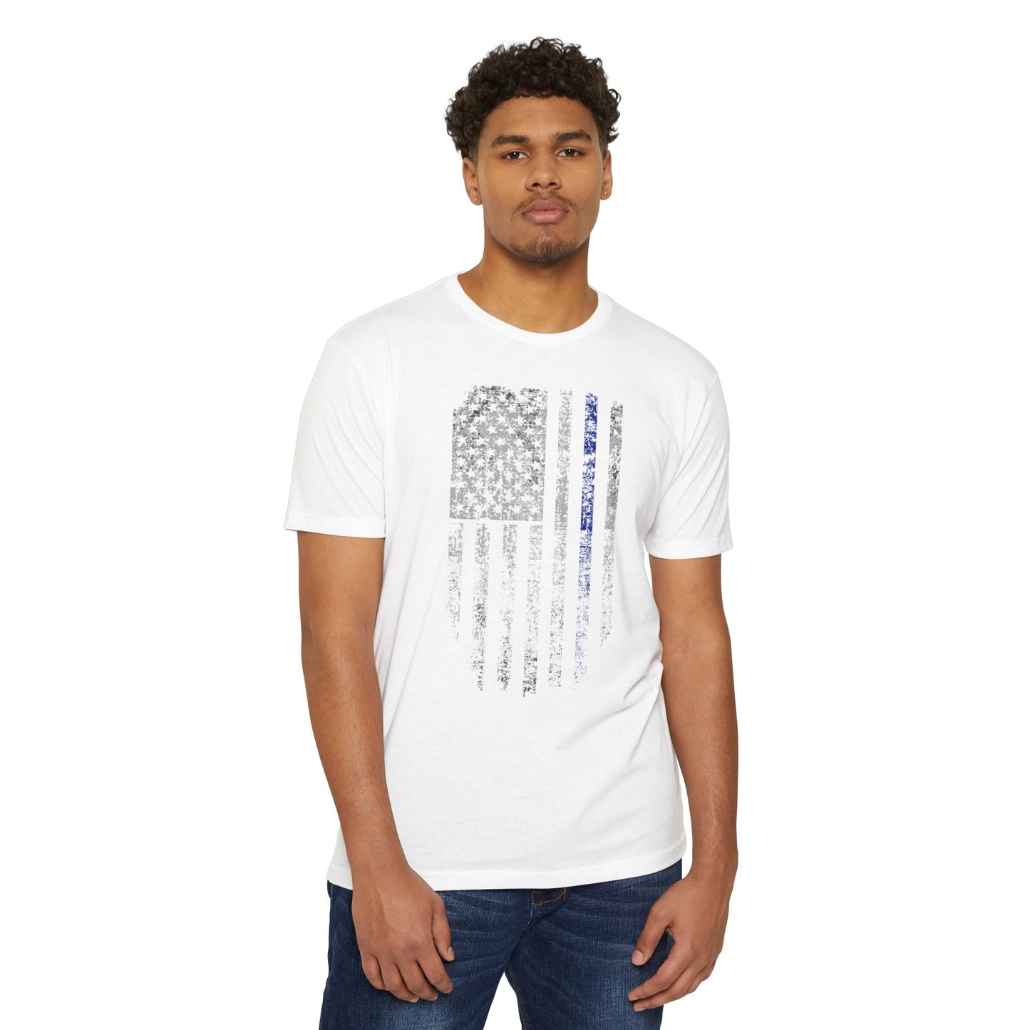 Distressed Thin Blue Line Flag T-Shirt — Police Support Tee