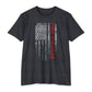 Firefighter Distressed American Flag T-Shirt — Vertical Distressed Thin Red Line Tee