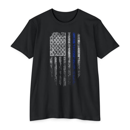Distressed Thin Blue Line Flag T-Shirt — Police Support Tee