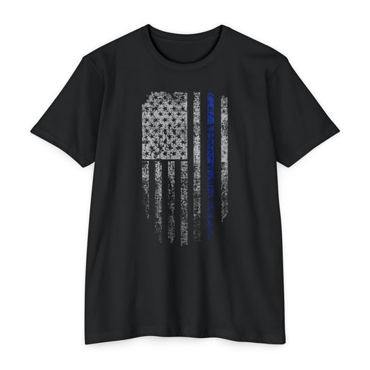 Distressed Thin Blue Line Flag T-Shirt — Police Support Tee