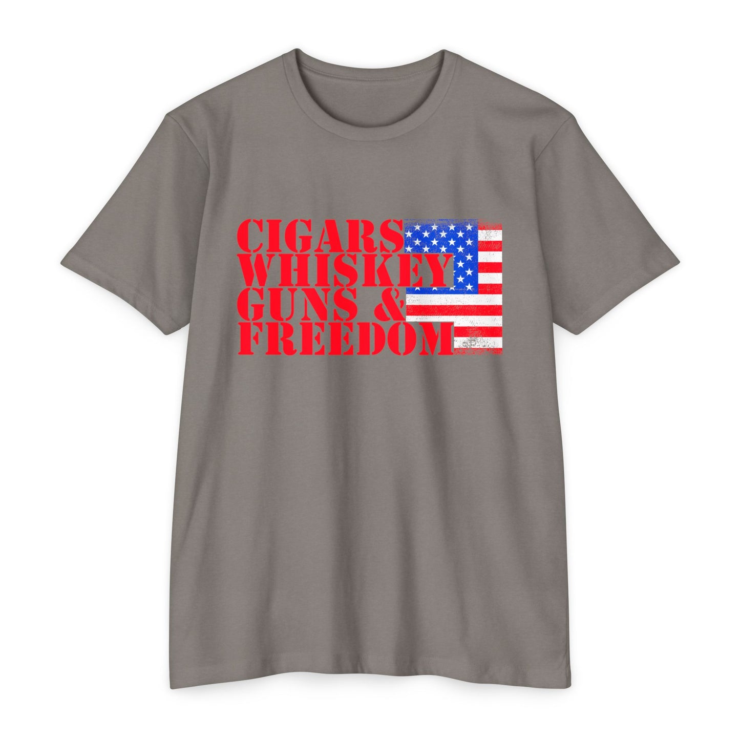 Cigars Whiskey Guns & Freedom T-Shirt — Patriotic American Flag Tee