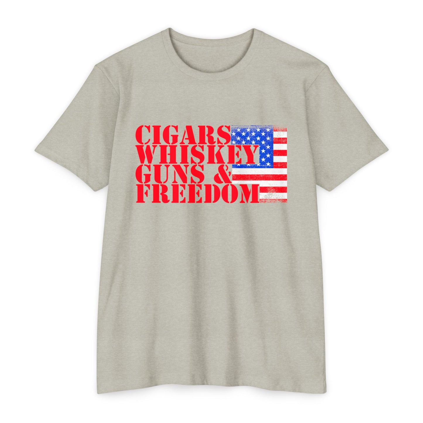 Cigars Whiskey Guns & Freedom T-Shirt — Patriotic American Flag Tee