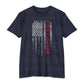 Firefighter Distressed American Flag T-Shirt — Vertical Distressed Thin Red Line Tee