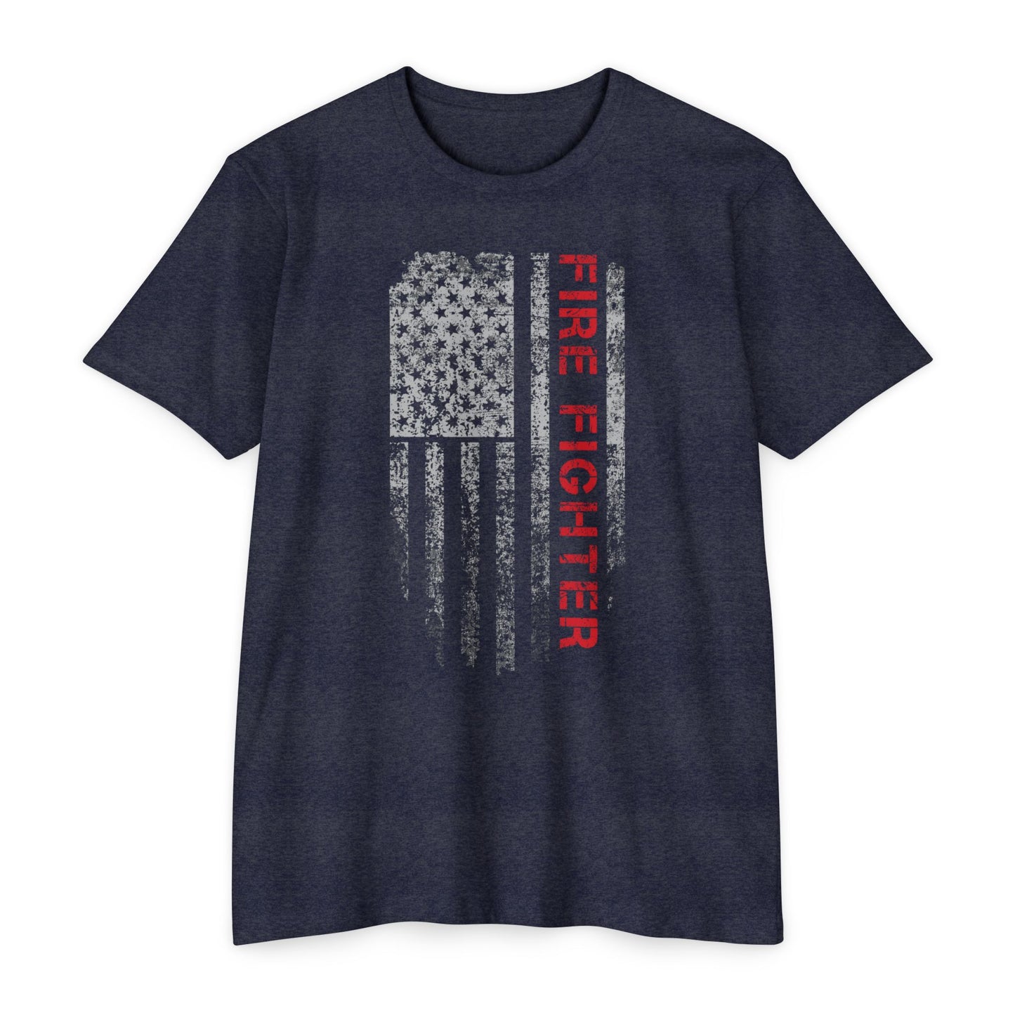 Firefighter Distressed American Flag T-Shirt — Vertical Distressed Thin Red Line Tee