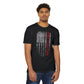Firefighter Distressed American Flag T-Shirt — Vertical Distressed Thin Red Line Tee