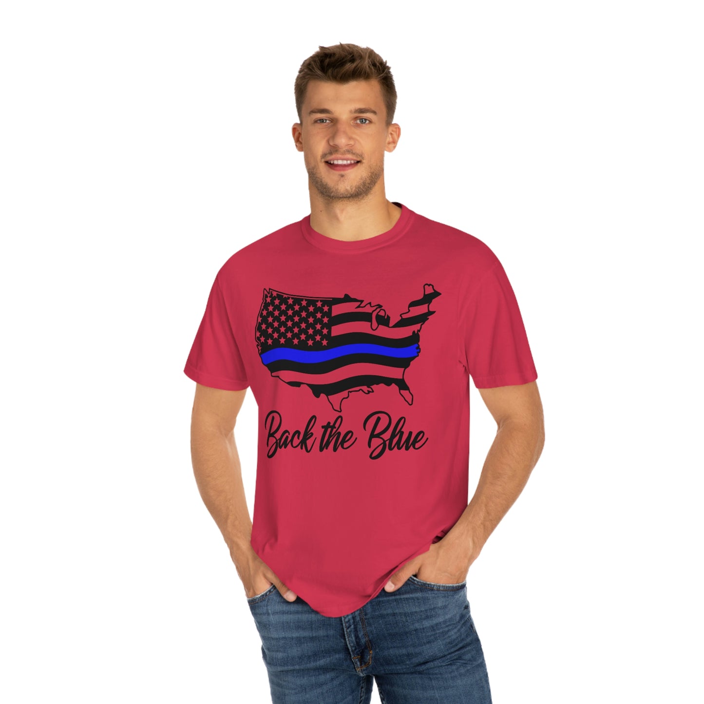 BACK THE BLUE (Unisex Garment-Dyed T-shirt)
